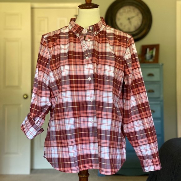 LL Bean Organic Cotton Oxford Shirt, Deep Port - Picture 1 of 5